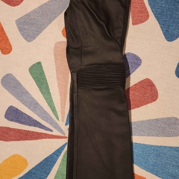 Women's Black leather motorcycle Flared Pants - Picture 2 of 4